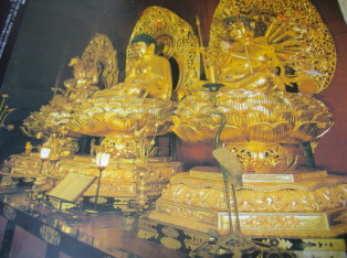 Three golden Buddhas